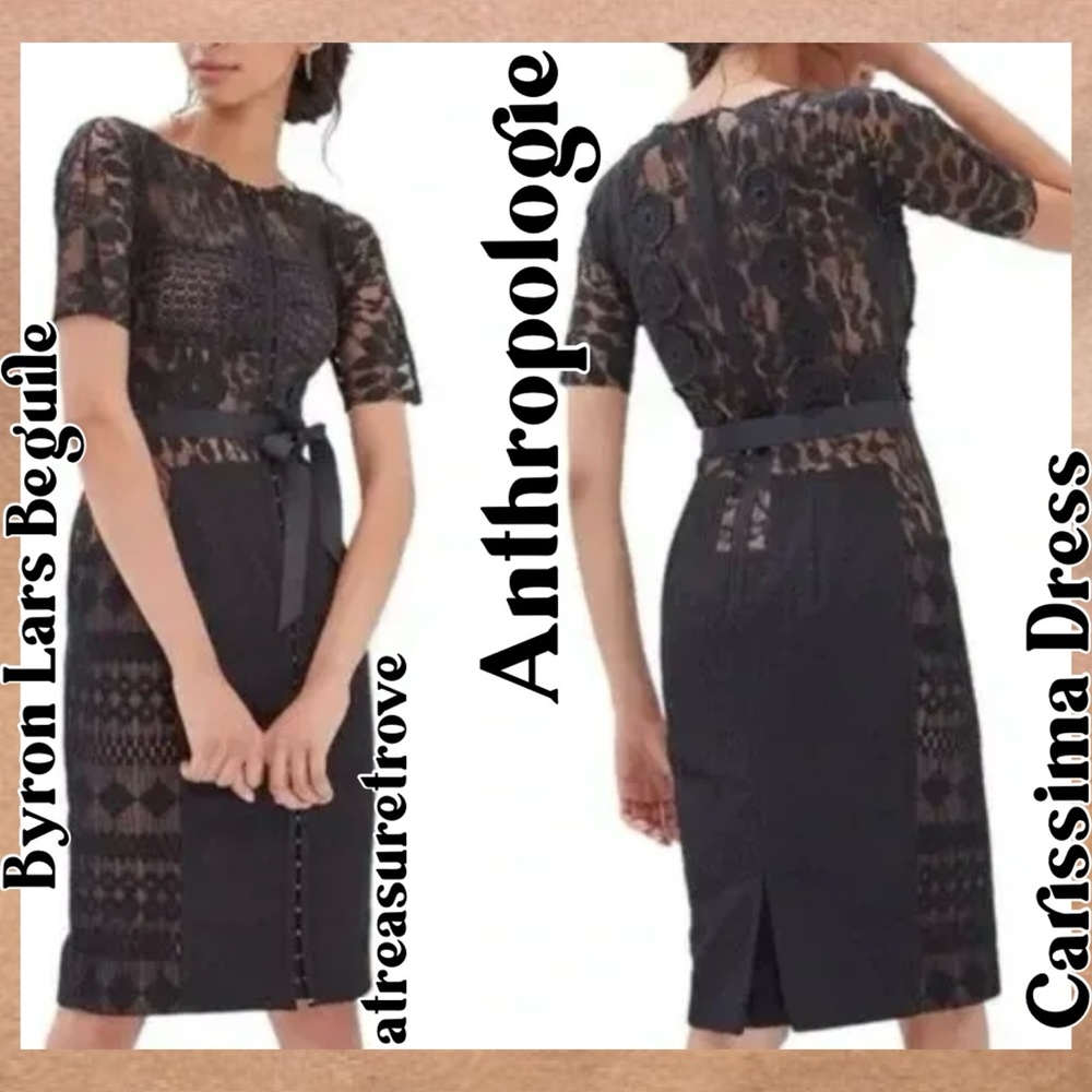 🎉HP Byron Lars Beguile x Anthropologie Carissima 0P / XS Black MixedPrint Sheath